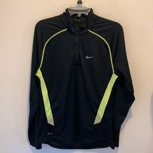 Nike Running Quarter Zip Black Jacket/Shirt. Size Small. Reflective Yellow.‌‍‍‍‍